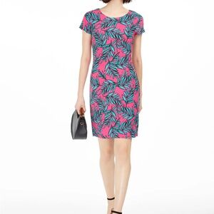 Pappagallo tropical print short-sleeve shift dress